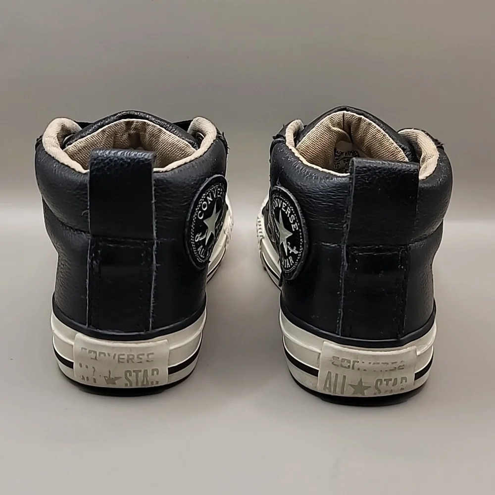 Converse All Star Chuck Taylor Mid Sneakers Junior Kids Size 10.5 Black Leather
